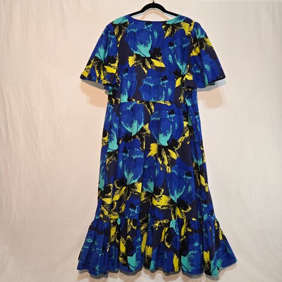 CHRISTOPHER JOHN ROGERS Blue Printed Puff Tired Dress Size 24W/26W New NO Tags! - Picture 2 of 16